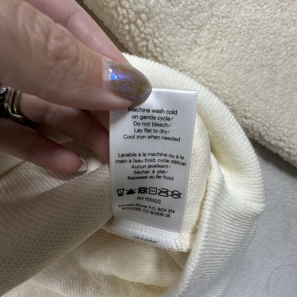 Krimson Klover Sweatshirt Womens XL Cream Sherpa Fleece Teddy Crewneck Pullover - Picture 7 of 11